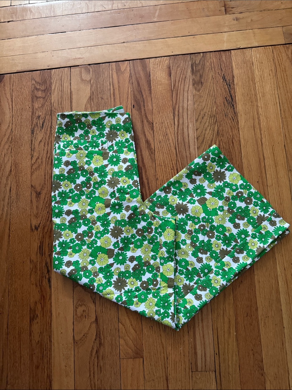 Floral Wide-Leg Women’s Pants in Green
